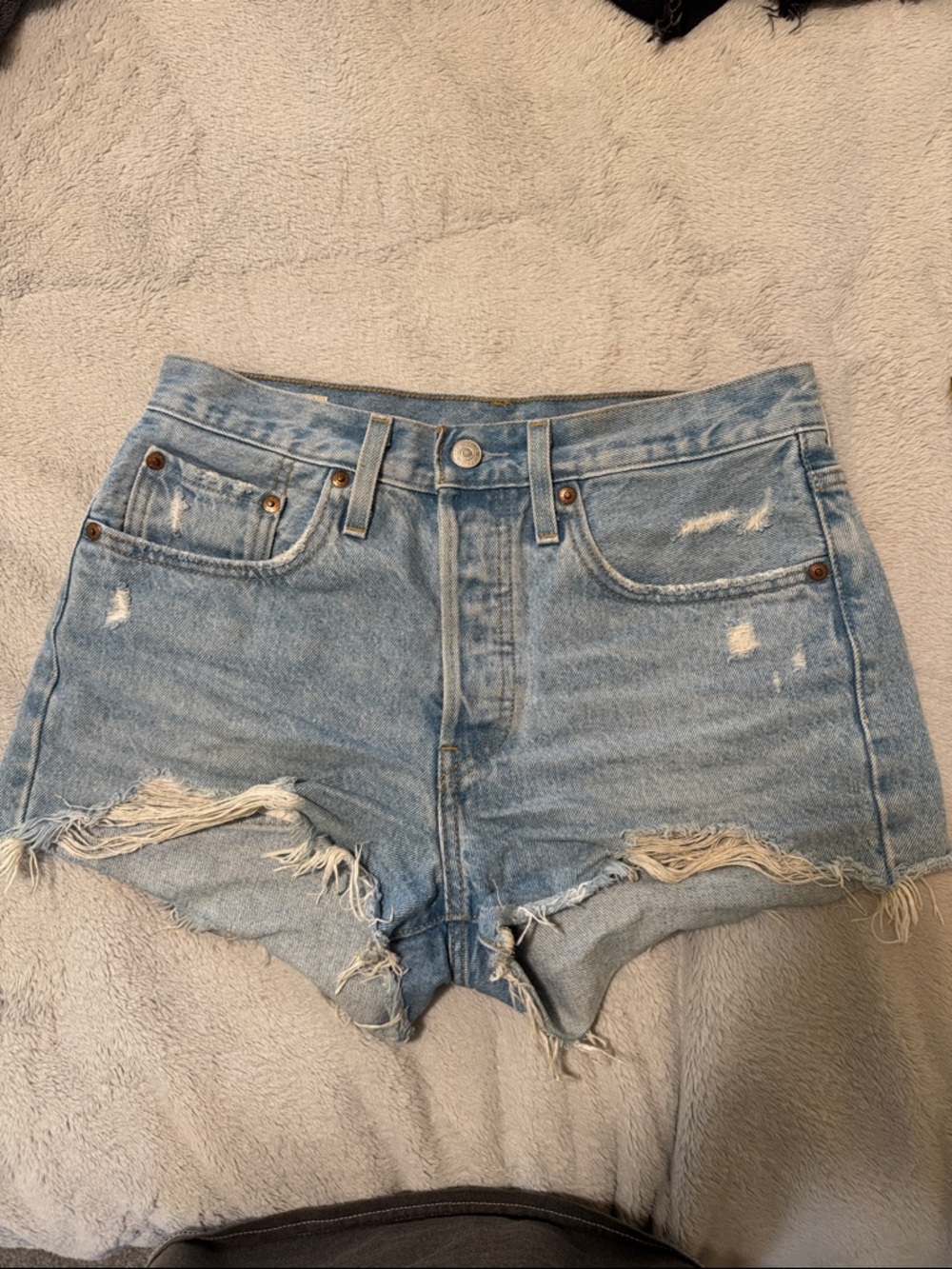 Levi's Light Blue Distressed Denim Cutoff Shorts